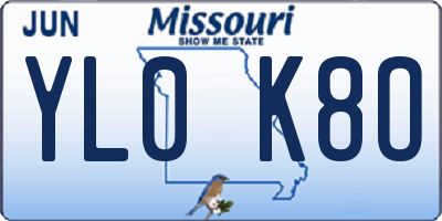 MO license plate YL0K8O