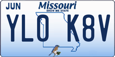 MO license plate YL0K8V