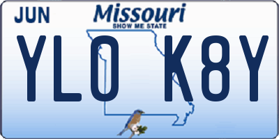 MO license plate YL0K8Y