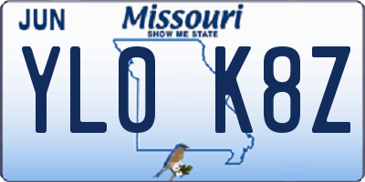 MO license plate YL0K8Z