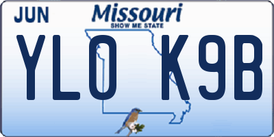 MO license plate YL0K9B