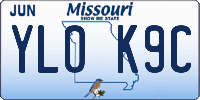 MO license plate YL0K9C