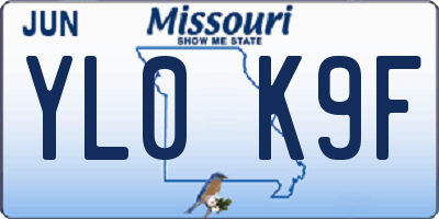 MO license plate YL0K9F