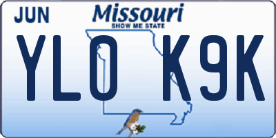 MO license plate YL0K9K