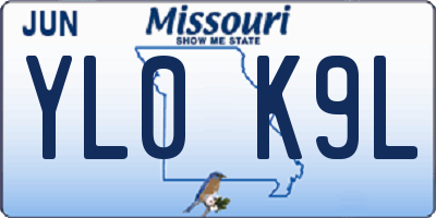 MO license plate YL0K9L