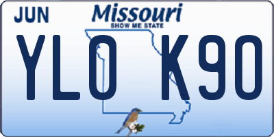 MO license plate YL0K9O