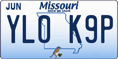 MO license plate YL0K9P