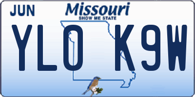 MO license plate YL0K9W