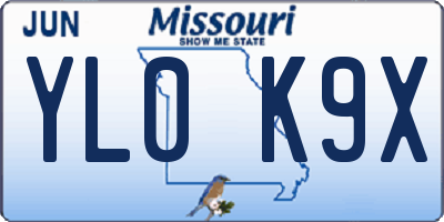 MO license plate YL0K9X