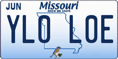 MO license plate YL0L0E