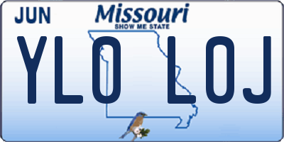 MO license plate YL0L0J