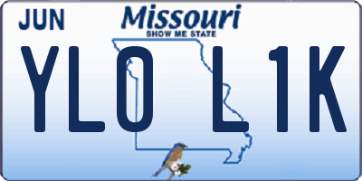 MO license plate YL0L1K