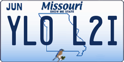 MO license plate YL0L2I