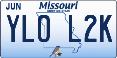 MO license plate YL0L2K