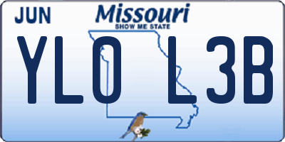 MO license plate YL0L3B
