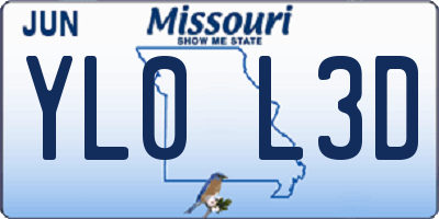 MO license plate YL0L3D