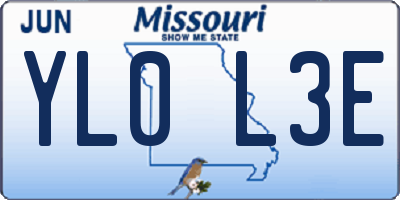 MO license plate YL0L3E
