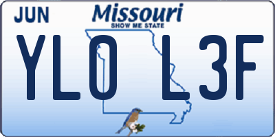 MO license plate YL0L3F
