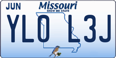 MO license plate YL0L3J