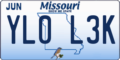 MO license plate YL0L3K