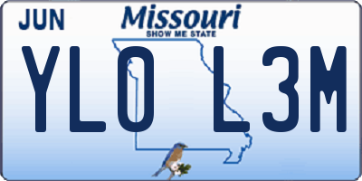 MO license plate YL0L3M
