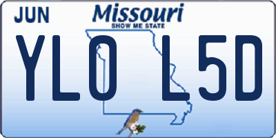 MO license plate YL0L5D