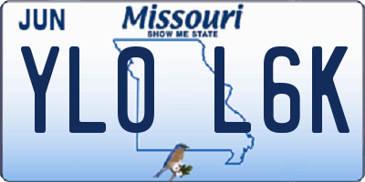 MO license plate YL0L6K