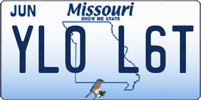 MO license plate YL0L6T