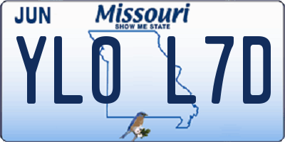 MO license plate YL0L7D