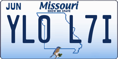 MO license plate YL0L7I
