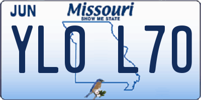 MO license plate YL0L7O