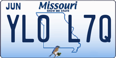 MO license plate YL0L7Q