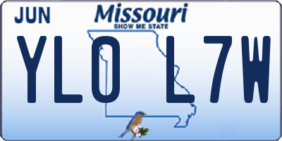 MO license plate YL0L7W