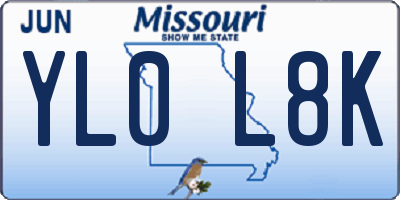 MO license plate YL0L8K
