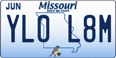 MO license plate YL0L8M