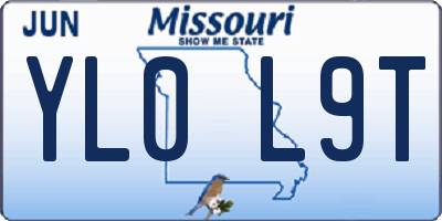 MO license plate YL0L9T