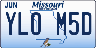 MO license plate YL0M5D