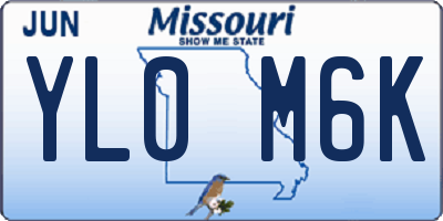 MO license plate YL0M6K
