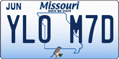 MO license plate YL0M7D