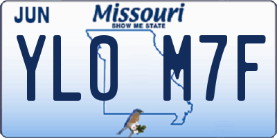 MO license plate YL0M7F
