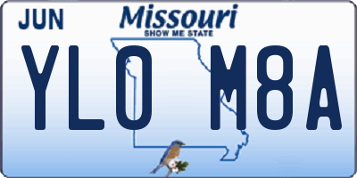 MO license plate YL0M8A