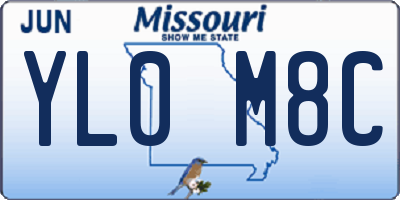 MO license plate YL0M8C