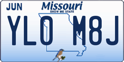 MO license plate YL0M8J