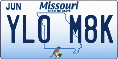 MO license plate YL0M8K