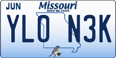 MO license plate YL0N3K