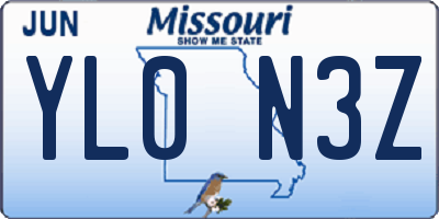 MO license plate YL0N3Z