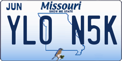 MO license plate YL0N5K