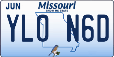 MO license plate YL0N6D