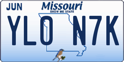 MO license plate YL0N7K