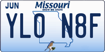 MO license plate YL0N8F